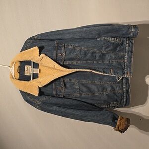 Ll bean vintage 90’s sherpa denim jacket XL tall